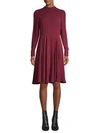 VALENTINO Mockneck Silk Knee-Length Dress