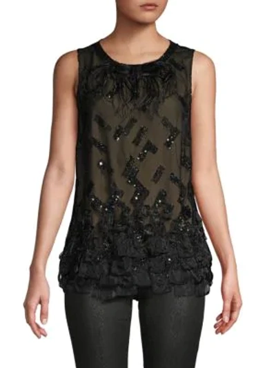 Carolina Herrera Embellished Silk Blouse In Black