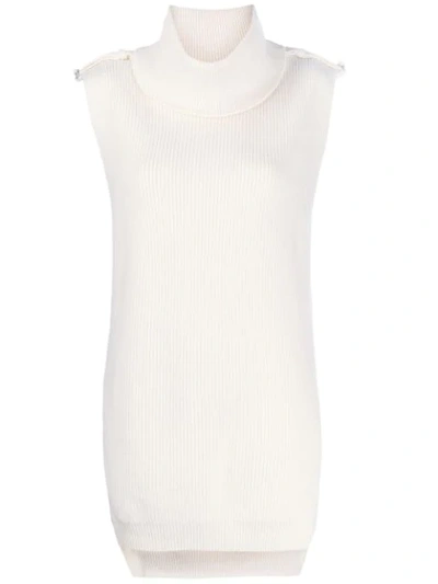 Stella Mccartney Ribbed Turtleneck Knitted Top In White
