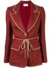 Peter Pilotto Braid-trimmed Woven Blazer In Pto.brgndy