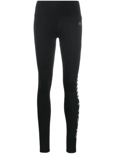 Plein Sport Printed Logo Leggings In Black