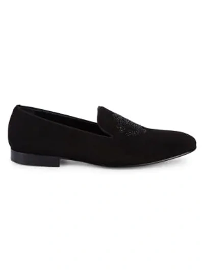 Roberto Cavalli Suede Smoking Slippers In Black