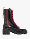 GUCCI BLACK WEB STRIPE 40 LACE-UP BOOTS,583338DKSA014023974