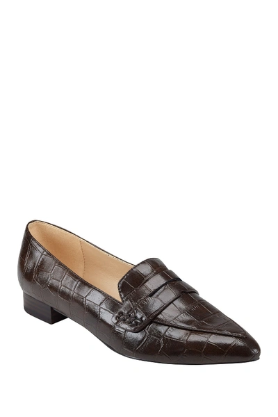 Marc Fisher Feud Pointed Toe Embossed Loafer In Dbrll