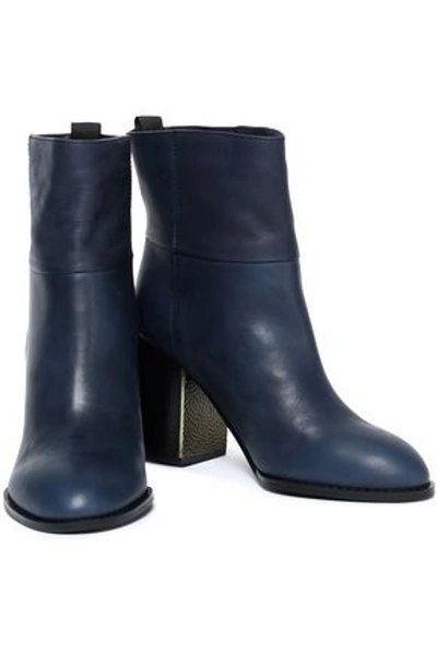 Jil Sander Leather Ankle Boots In Navy