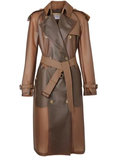 Burberry Croc-effect Leather And Pvc Trench Coat In Brown