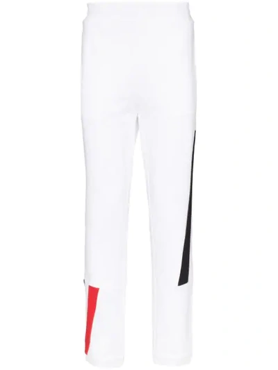 Moncler Stripe Detail Cotton Sweatpants In White