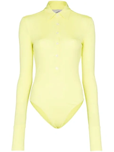 Coperni Jersey Long-sleeve Bodysuit In Yellow