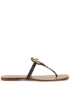 Tory Burch Mini Miller Leather Thong Sandals In Perfect Black