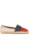 TORY BURCH LOGO PATCHWORK FLAT ESPADRILLES