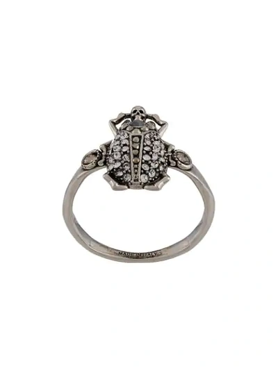 Alexander Mcqueen Ornate Gemstone Ring In Silver