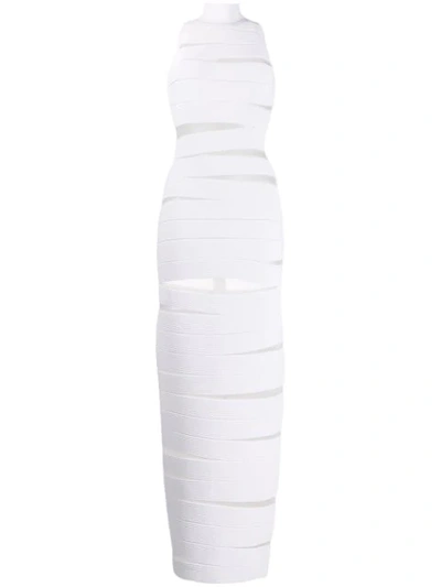 Balmain 镂空针织加长连衣裙 In White