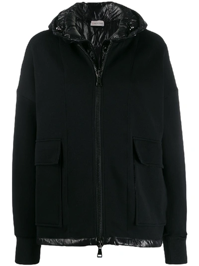 Moncler Zipped Double-layered Jacket In Black