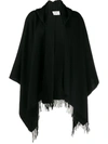 Snobby Sheep Fringed Woven Cape In Black