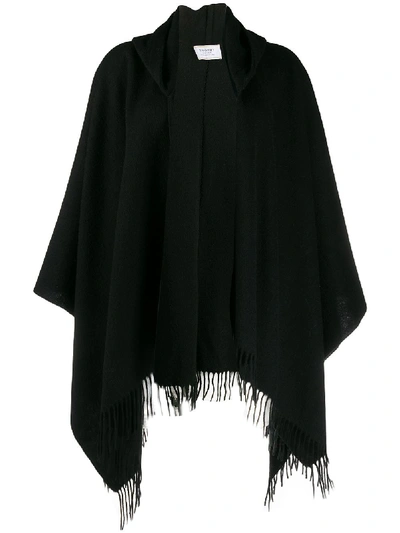 Snobby Sheep Fringed Woven Cape In Black