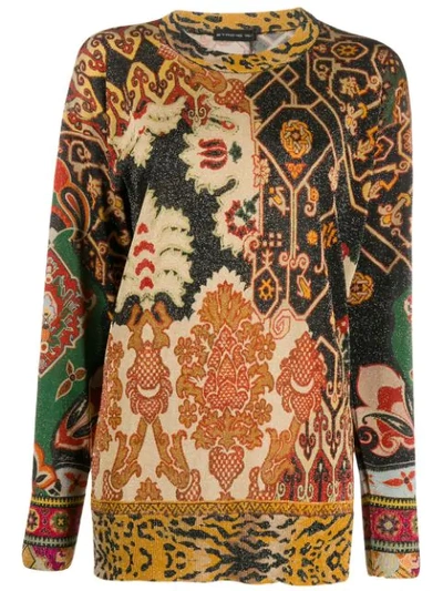 Etro Mixed Print Shimmer Jumper In Black