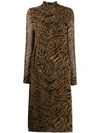 GANNI TIGER PRINT MIDI DRESS