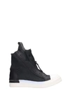 CINZIA ARAIA SNEAKERS IN BLACK LEATHER AND FABRIC,11083242