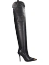 VERSACE HIGH HEELS BOOTS IN BLACK LEATHER,11083212