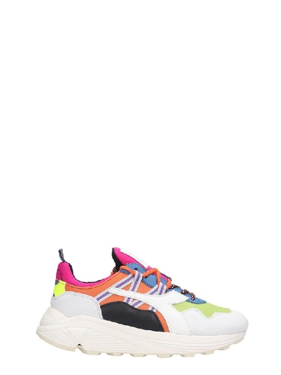 Diadora Rave Leather Trainers In White Leather And Fabric In Multi