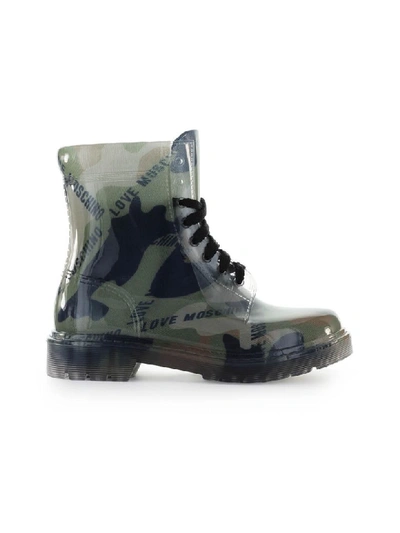 Love Moschino Camouflage Rubber Ankle Boot In Camouflage (green)