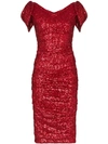DOLCE & GABBANA RUCHED SEQUINNED MIDI DRESS