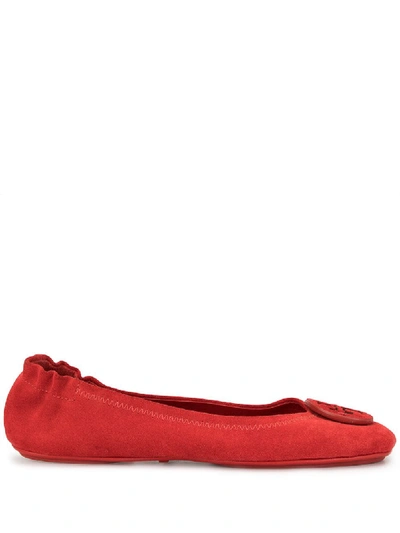 Tory Burch Mini Travel Suede Ballet Flats In Red