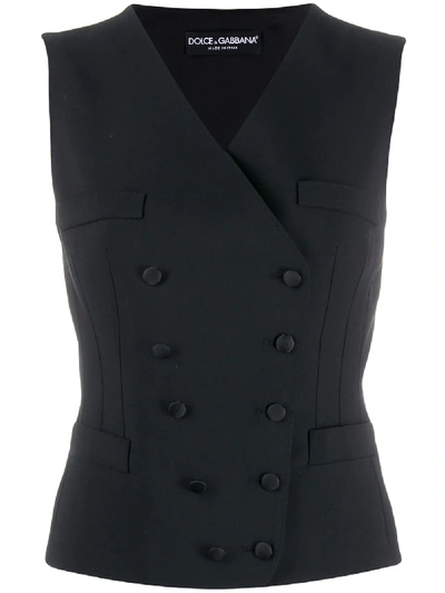 Dolce & Gabbana Double-breasted Waist Coat In Black