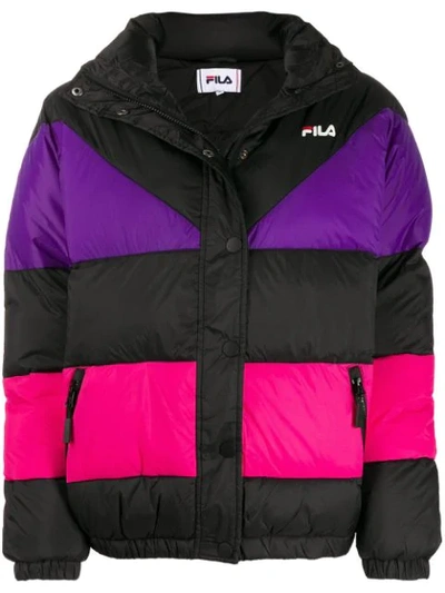 Fila Reilly Padded Jacket With Zip And Snaps In Black