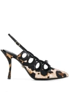 Dolce & Gabbana Leopard Print Slingback Pumps In Black