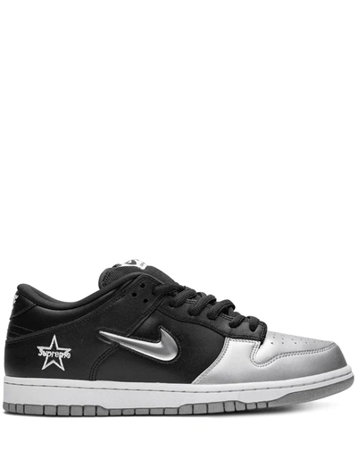 Nike X Supreme Sb Dunk Low Sneakers In Silver