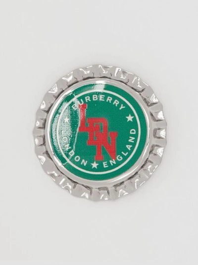 Burberry Palladium-plated Bottle Cap Brooch In Palladio