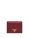 Prada Logo Plaque Wallet In Red