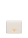 Prada Logo Plaque Wallet In White