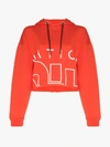 P.e Nation Restart Raw-edge Logo Pullover Hoodie In Red