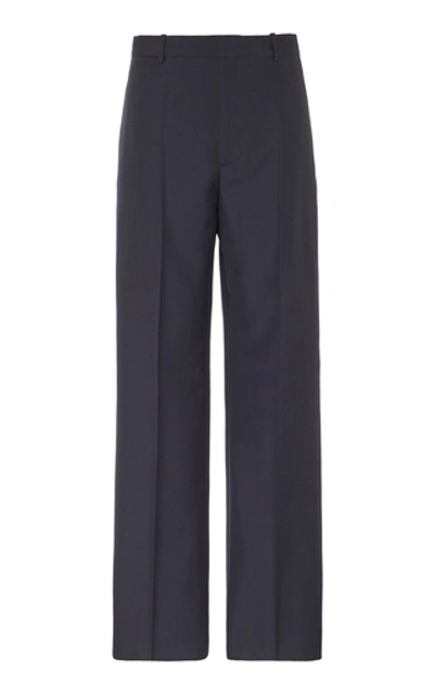 Jil Sander Cropped Wool And Mohair-blend Straight-leg Pants In Navy