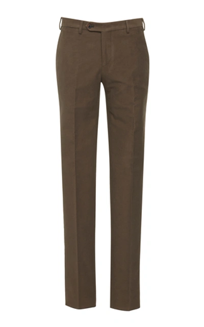 Eidos Cropped Straight-leg Wool Trousers In Green