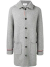 THOM BROWNE OVERWASHED WOOL BLEND DUFFLE COAT