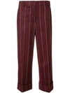THOM BROWNE SHADOW STRIPE CROPPED TROUSERS