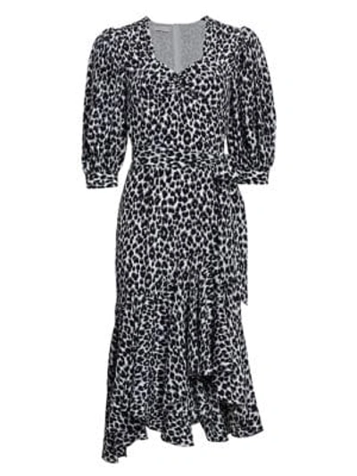 Michael Kors Leopard-print Silk Asymmetric Dress In Animal