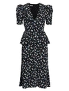 MICHAEL KORS Ruffle-Trimmed Floral Silk Dress