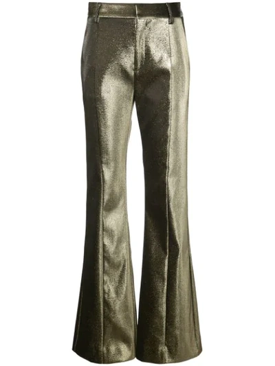 Area Metallic Threading Flared Trousers In Gold