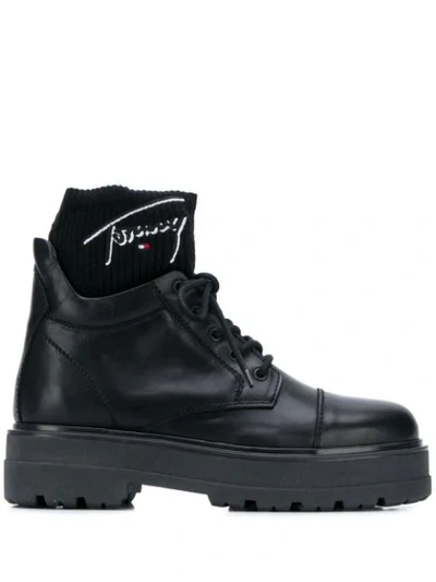 Tommy Jeans Sock Insert Boots In Black