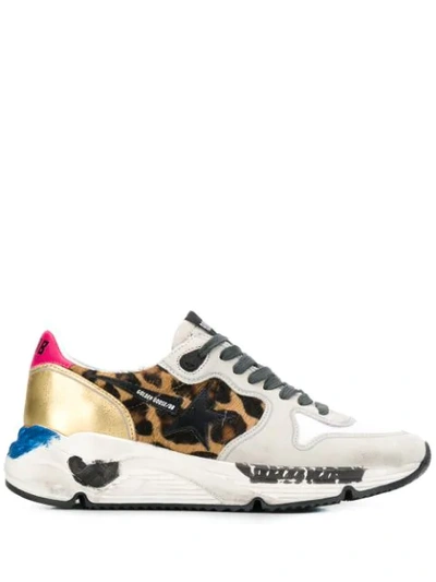 Golden Goose Running Sole Leopard Calf Hair Trainers In Animal Print