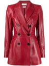 Alexander Mcqueen Square Shoulder Double-breasted Jacket In Red
