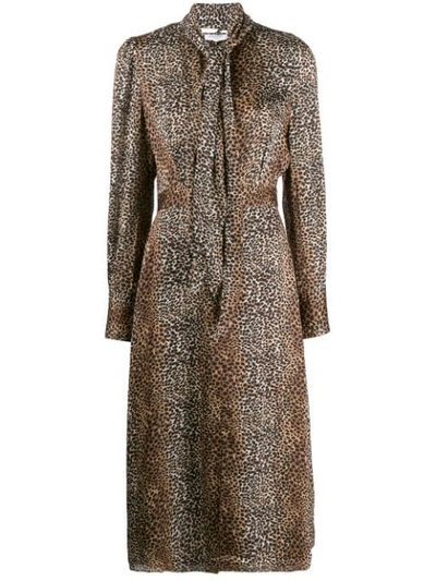 Equipment Calanne Leopard-print Crepe De Chine Midi Dress In Brown