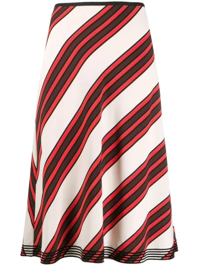 Tory Burch Velvet-trimmed Striped Cady Midi Skirt In Maverick Stripe