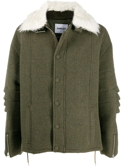 Ambush Textured Collar Coat In Green