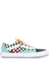 Vans Color Block And Check Print Ua Old Skool Cap Lx Sneakers In Black