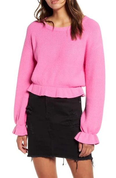 Minkpink Nora Cinch Cuff Crop Sweater In Pink